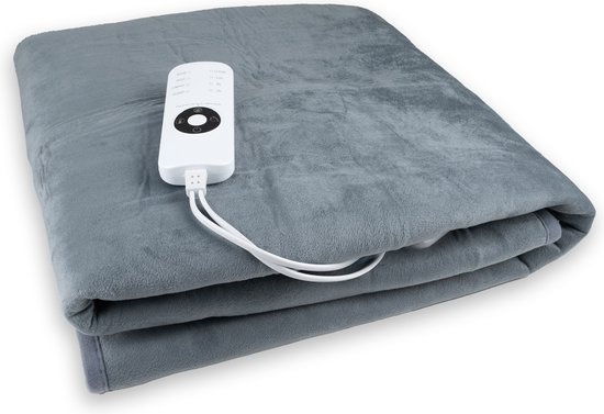Couverture électrique - 150x120 cm - Protection contre la surchauffe - Avec minuterie - 9 niveaux - 2 personnes - Gris