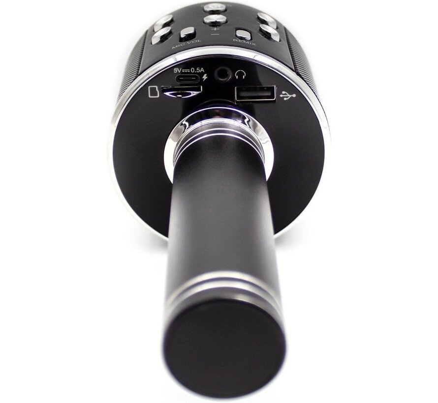 Denver Karaoke Microphone Bluetooth - Sans fil - Ensemble Karaoké - Haut-parleur intégré - AUX - MicroSD - KMS20 - Noir