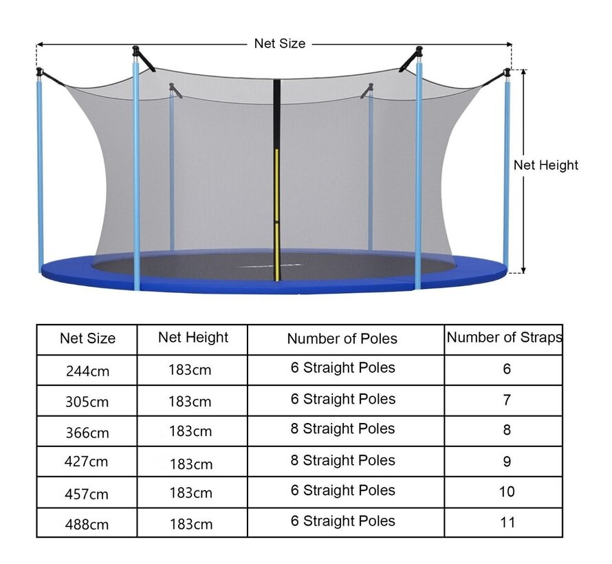 Coast Ø305 cm filet de sécurité pour trampoline de jardin noir