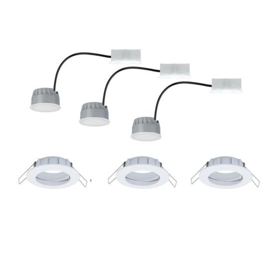 Paulmann 93956 Coin LED éclairage encastré pour salle de bain Set de 3 pièces 21 W Blanc chaud (mat)