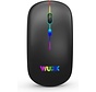 Wurk Wireless RGB Mouse - Rechargeable - Bluetooth 4.0 - 2.4GHz - USB - Sans fil - Souris d'ordinateur - Ordinateur portable - PC - Noir