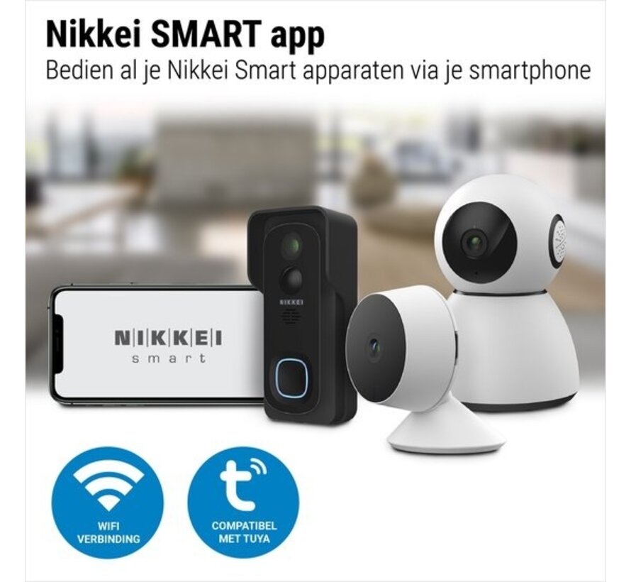 Nikkei BELL4 Sonnette vidéo sans fil - Caméra Full HD et WiFi - Détecteur de mouvement et vision nocturne - Sonnette SMART - Stockage sur carte Micro SD - Noir