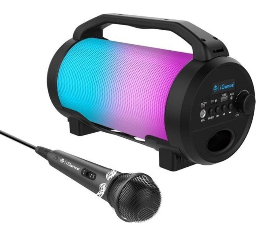 iDance CYCLONE400BK Kit Karaoké - Enceinte de fête Bluetooth avec éclairage LED Disco - Microphone inclus