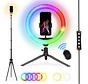 Nikkei RLIGHTX13 Ring Lamp with Tripod Smartphone - Ringlight 13 inch - 99+ Colours and Effects - Remote Control - Adjustable Tripod up to 2 metres - TikTok Selfie Lamp