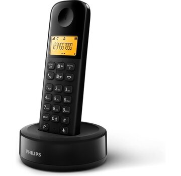 Philips Philips D1601B/01- Téléphone DECT sans fil avec 1 combiné, grand écran (4,1 cm) et identification de l'appelant - Noir