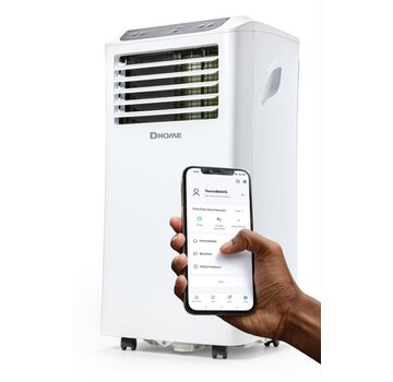 DHOME DA9KSWE Climatiseur mobile 9000 BTU - Climatiseur WiFi intelligent - Rafraîchisseur d'air - Déshumidificateur - Avec mode ventilateur - Pour chambre et salon