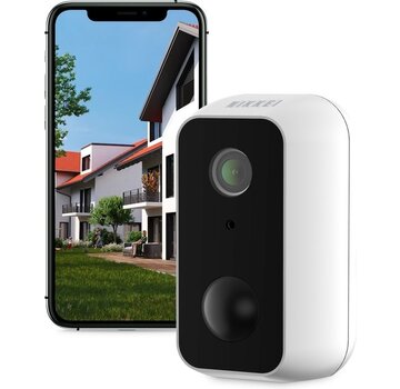 Nikkei Nikkei CAM5 Caméra de sécurité extérieure - Sans fil - Caméra extérieure IP Full HD avec WiFi - Détecteur de mouvement et vision nocturne - Etanche (IP65) - Smart App