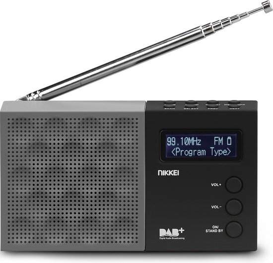 Radio DAB+ portable - Nikkei NDB30BK - Radio-réveil - Sans fil - Noir/Gris