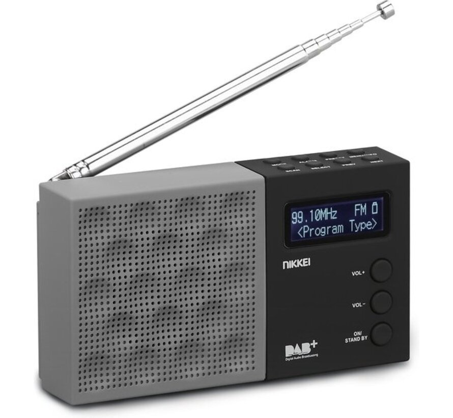 Nikkei NDB30BK Radio DAB+ portable - Radio-réveil - Sans fil - Noir/Gris