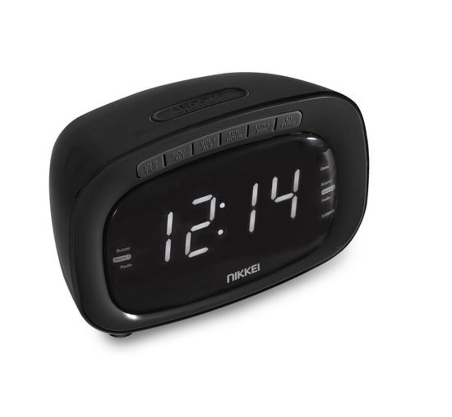 Nikkei NR200BK Radio-réveil - Radio-réveil - Fonction Snooze et Buzzer - Réveil de voyage - Tuner FM - Noir