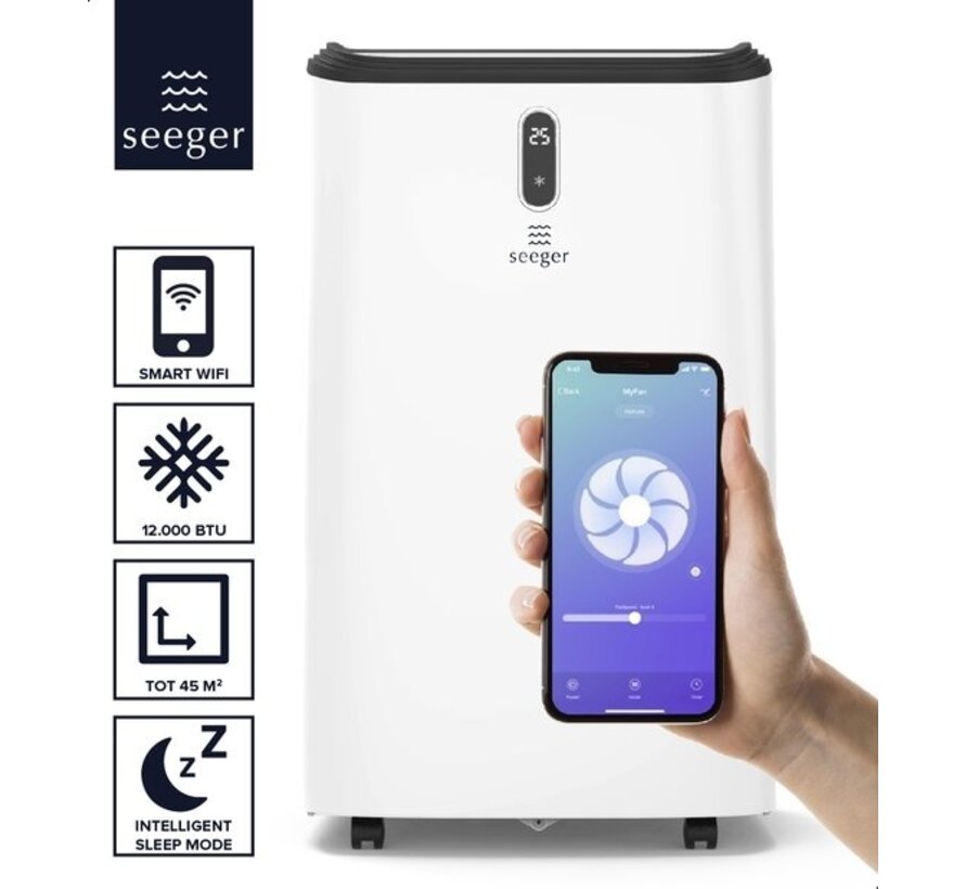 SEEGER Climatiseur mobile intelligent avec WiFi - 12000 BTU - Kit d'installation inclus - Pour le salon et la chambre - Climatisation - SAC12000S - Blanc