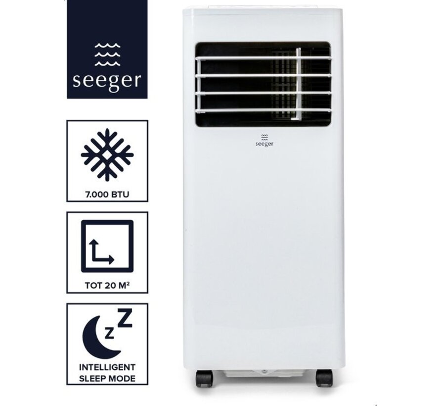 Climatiseur mobile avec déshumidificateur - SEEGER -  Kit d'installation inclus - Pour chambre et salon - Climatisation - 7000 BTU  - SAC7000 - Blanc