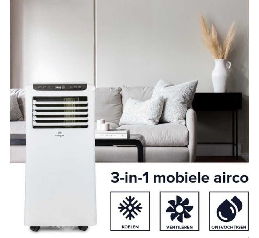 SEEGER Climatiseur mobile avec déshumidificateur - 9000 BTU - Kit d'installation inclus - Pour chambre et salon - Climatisation - SAC9000 - Blanc