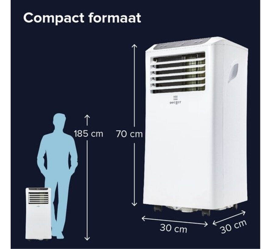 SEEGER Climatiseur mobile avec déshumidificateur - 9000 BTU - Kit d'installation inclus - Pour chambre et salon - Climatisation - SAC9000 - Blanc