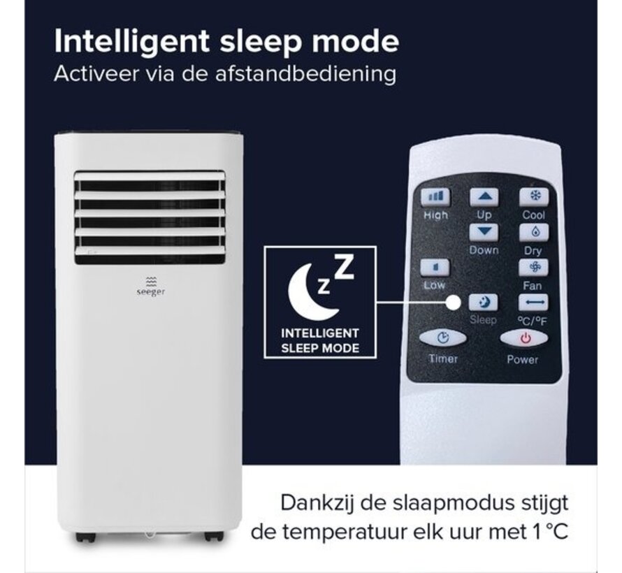 Climatiseur mobile intelligent avec déshumidificateur - SEEGER - WiFi - Kit d'installation inclus - Pour le salon et la chambre - Climatisation - SAC9000S - 9000 BTU - Blanc