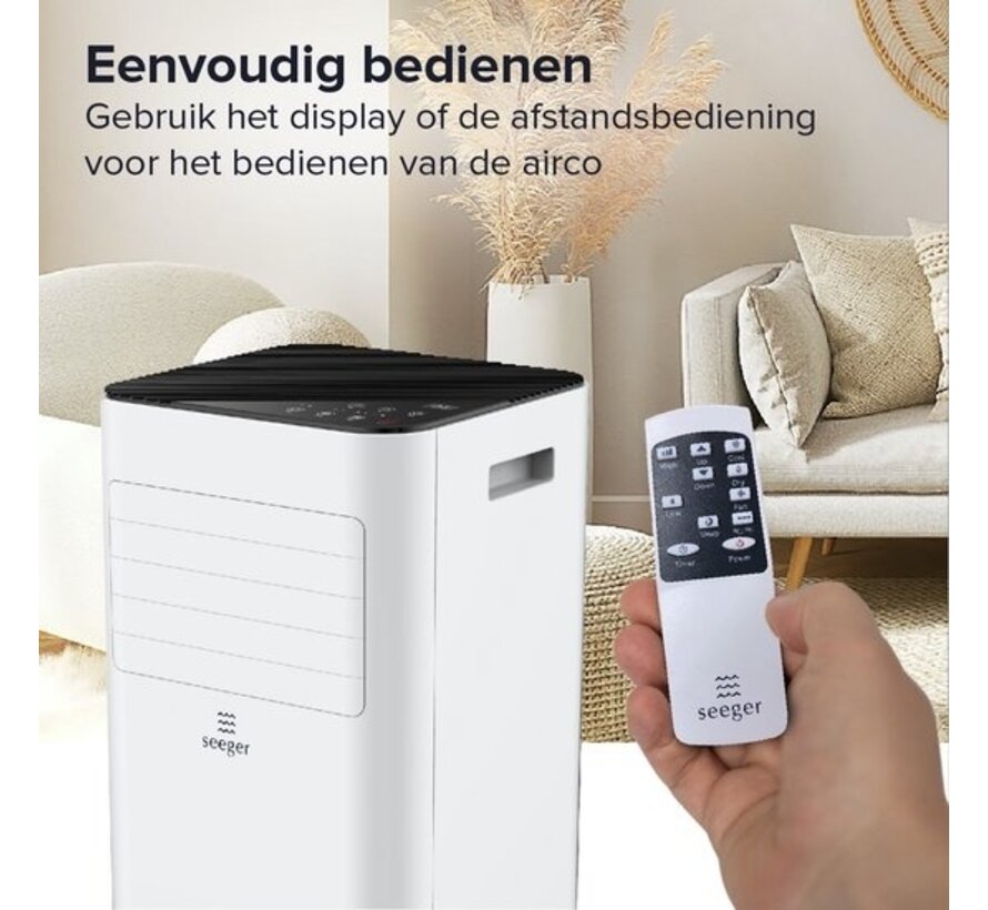 Climatiseur mobile intelligent avec déshumidificateur - SEEGER - WiFi - Kit d'installation inclus - Pour le salon et la chambre - Climatisation - SAC9000S - 9000 BTU - Blanc