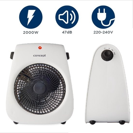 Concept VT7040 Ventilateur - Avec fonction de flux d'air chaud - Ventiler et chauffer - Blanc