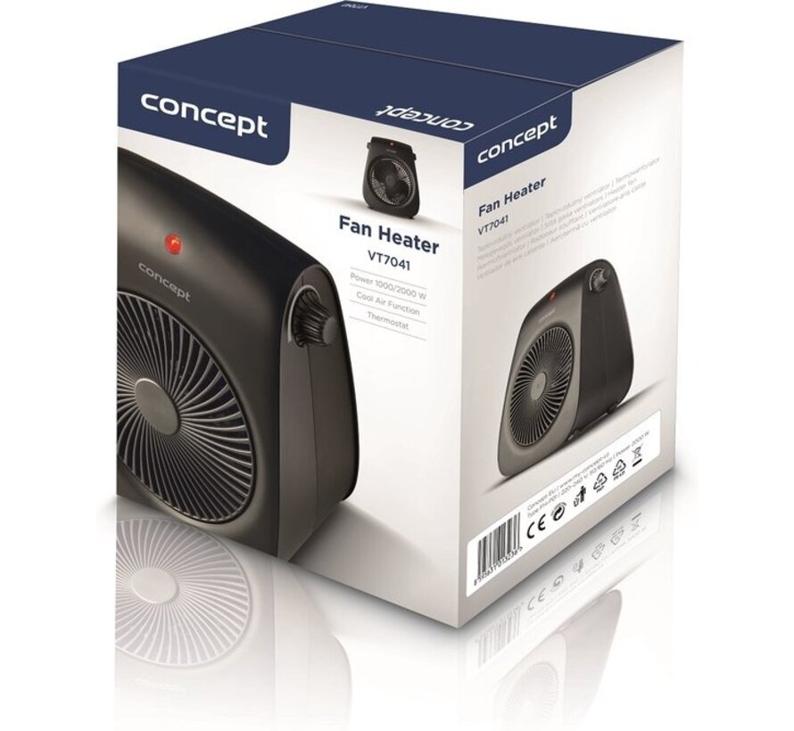 Concept VT7041 Ventilateur - Avec fonction de flux d'air chaud - Ventile et chauffe - Noir