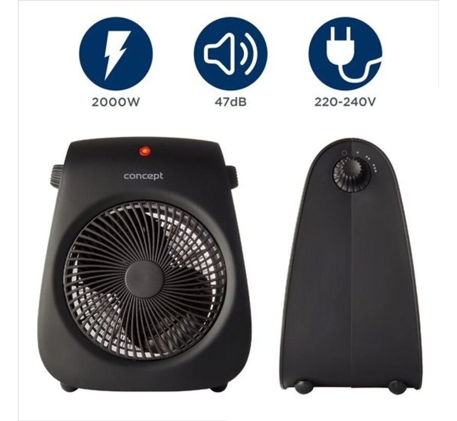 Concept VT7041 Ventilateur - Avec fonction de flux d'air chaud - Ventile et chauffe - Noir