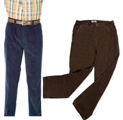 Generic Wisent Pantalon en velours côtelé stretch avec taille élastique bleu marine taille 28 (court)