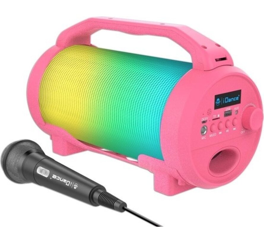 iDance CYCLONE400PK Kit Karaoké - Enceinte de fête Bluetooth avec éclairage LED Disco - Microphone inclus