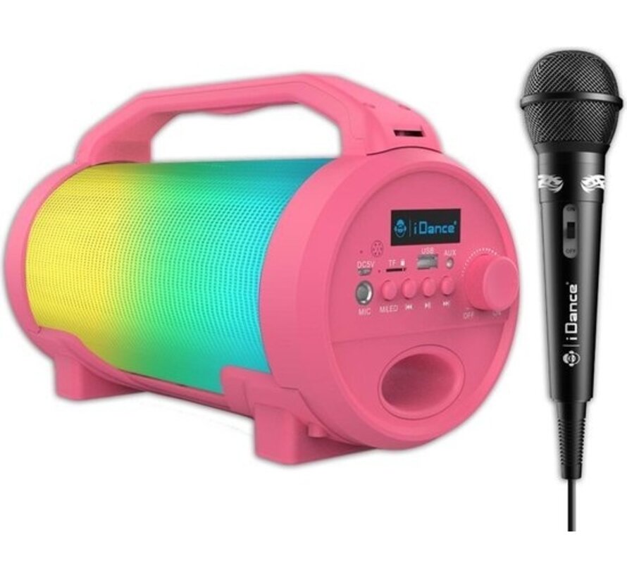 iDance CYCLONE400PK Kit Karaoké - Enceinte de fête Bluetooth avec éclairage LED Disco - Microphone inclus