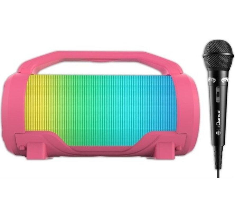 iDance CYCLONE400PK Kit Karaoké - Enceinte de fête Bluetooth avec éclairage LED Disco - Microphone inclus