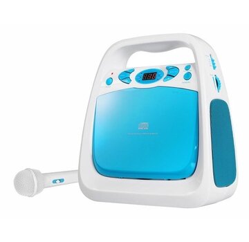 Nikkei Nikkei NKS30BL Ensemble Karaoké pour enfants - Avec microphone - Radio portable et lecteur CD - USB et AUX-IN - Blanc, Bleu