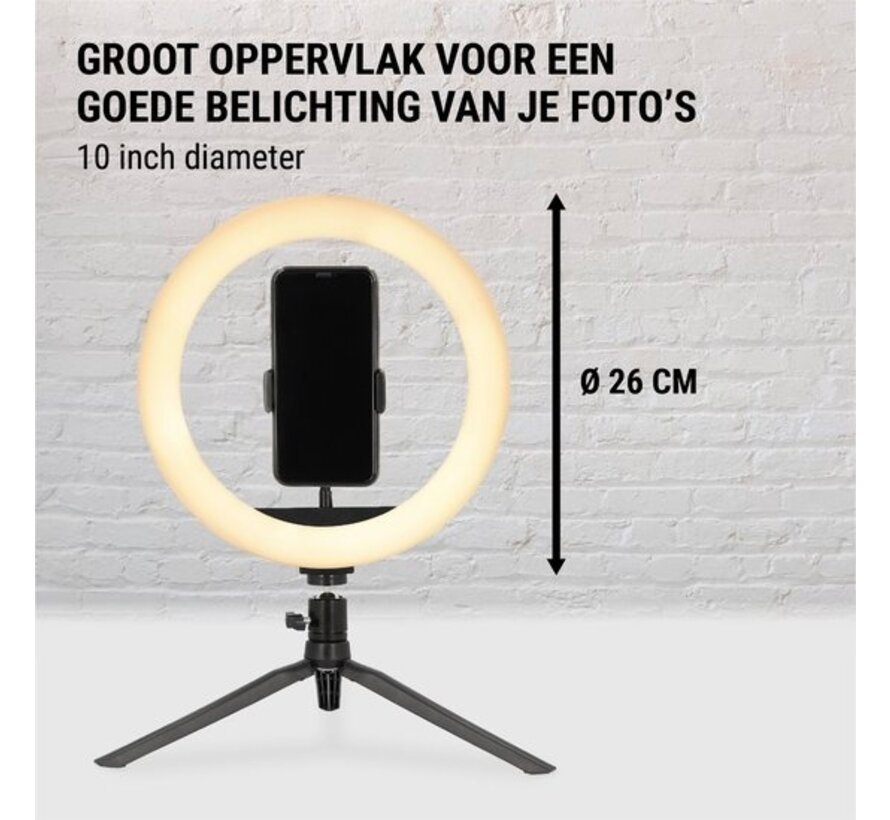 Nikkei RLIGHTX10 Ring Lamp with Tripod Smartphone - Ringlight 10 inch - 99+ Colours and Effects - Remote Control - Adjustable Tripod up to 2 metres - TikTok Selfie Lamp