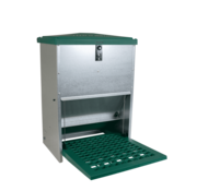 Feed-O-Matic Mangeoire automatique pour poules - Feedomatic - 54 x 35,5 x 25,5 cm - 12 kg - Vert et argent