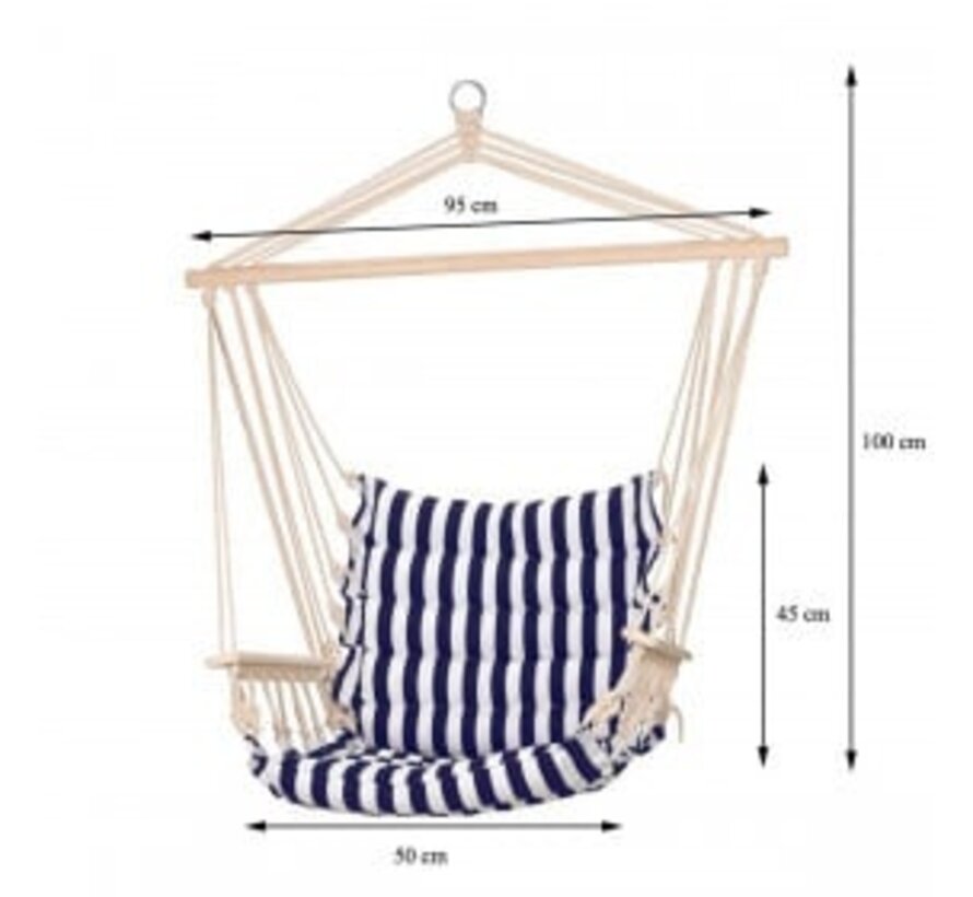 Hamac avec support Chaise hamac avec bandes bleues - 50x45x 100cm