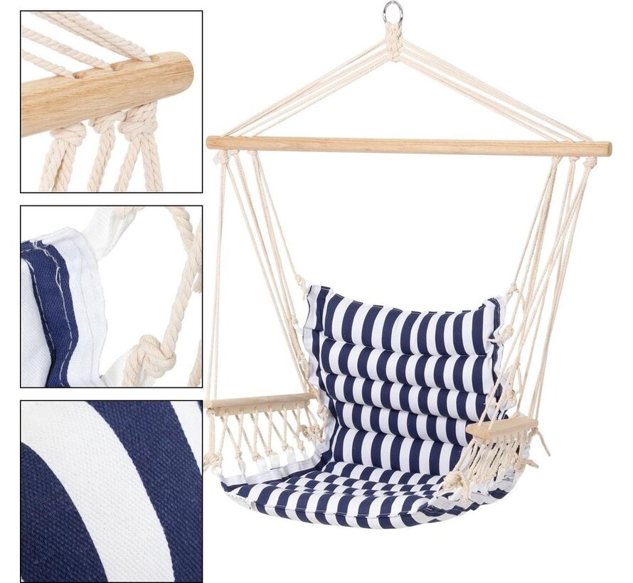 Hamac avec support Chaise hamac avec bandes bleues - 50x45x 100cm