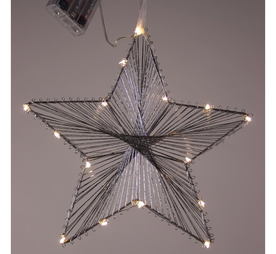 Étoile décorative avec 20 LED blanc chaud, fonctionnant sur piles