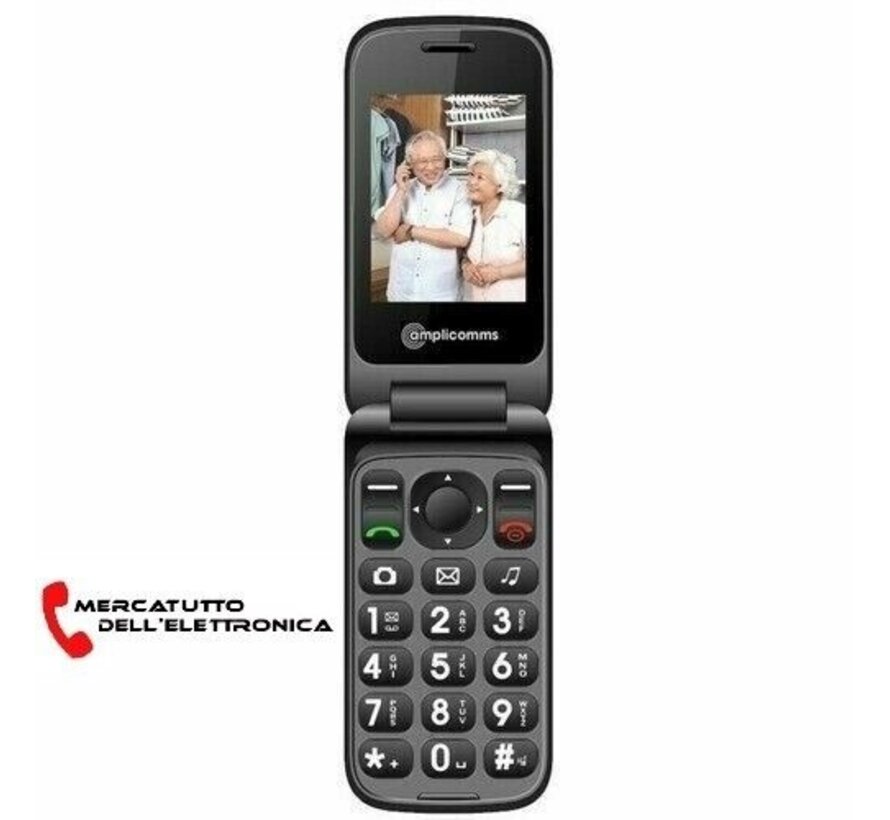 Téléphone portable PowerTel M6750 pliable, bouton SOS et socle de chargement