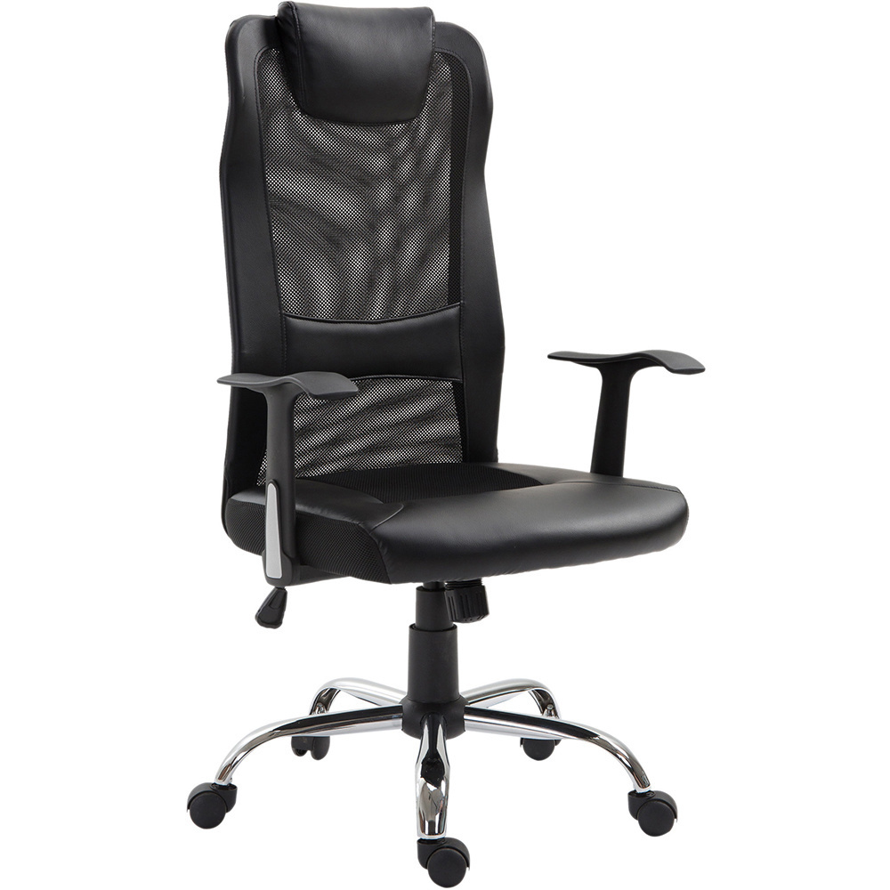 Chaise de bureau Vinsetto ergonomique en cuir artificiel noir 51 x 60,8 x 112 122 cm