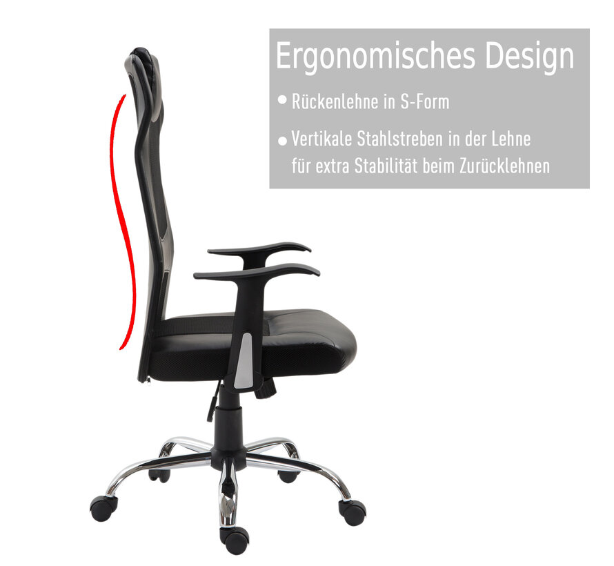 Chaise de bureau Vinsetto ergonomique en cuir artificiel noir 51 x 60,8 x 112 122 cm