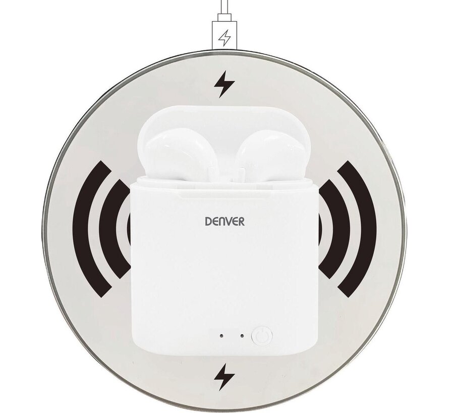 Écouteurs sans fil Denver avec chargeur QI - Écouteurs Bluetooth - Fonction cloche - Écouteurs sans fil - TWQ40P