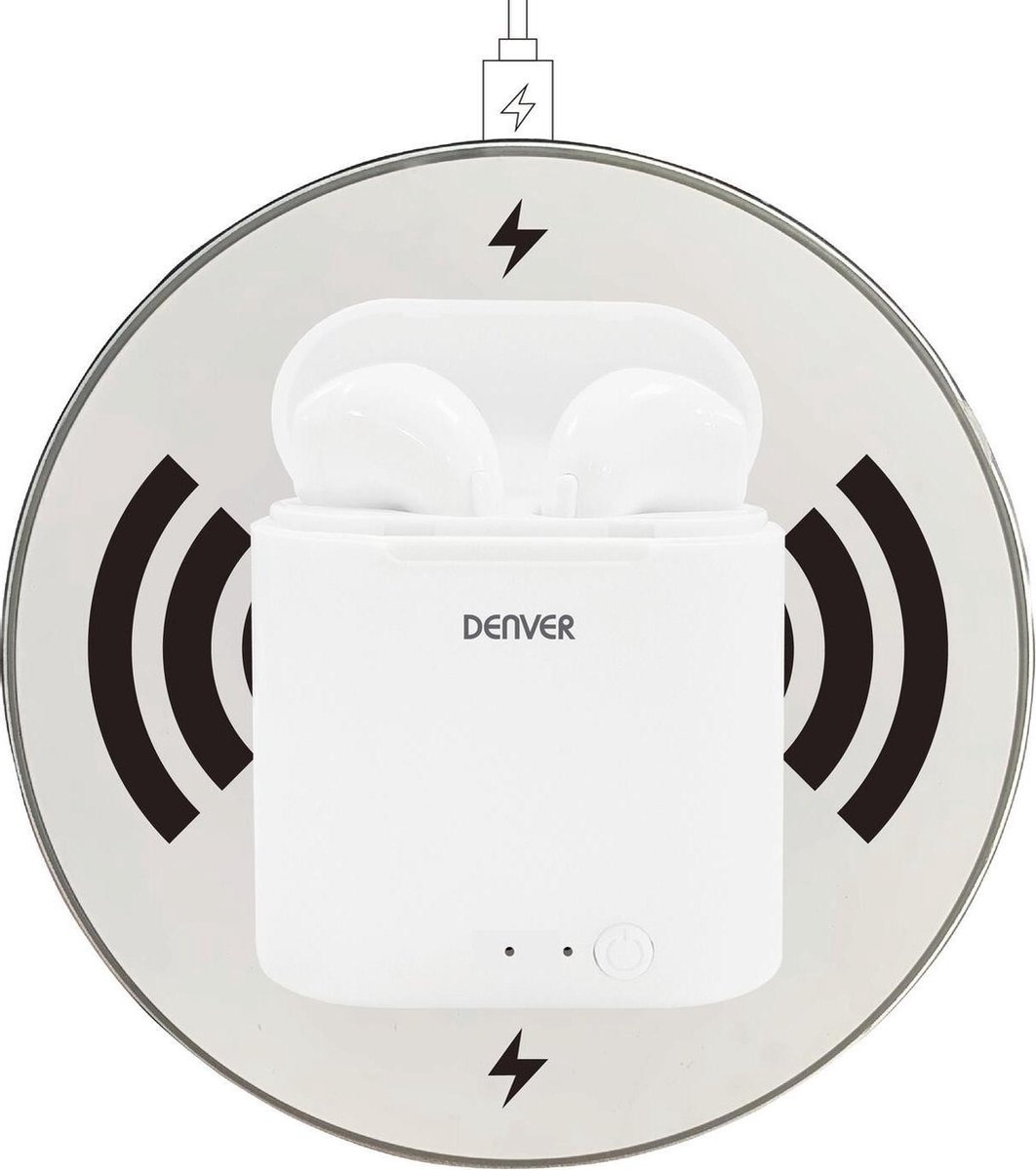Écouteurs sans fil Denver avec chargeur QI - Écouteurs Bluetooth - Fonction cloche - Écouteurs sans fil - TWQ40P