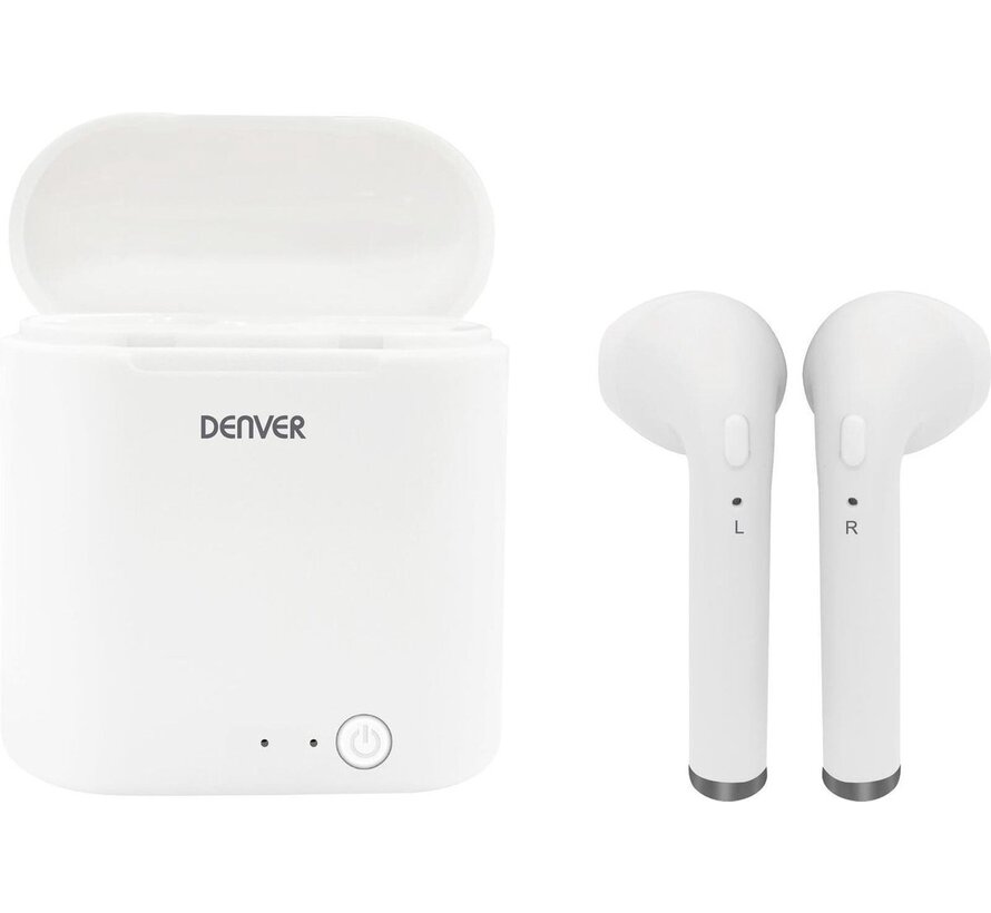 Écouteurs sans fil Denver avec chargeur QI - Écouteurs Bluetooth - Fonction cloche - Écouteurs sans fil - TWQ40P