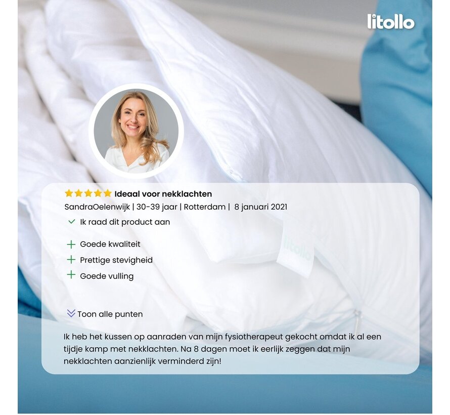 Oreiller Litollo® - Oreiller de chambre - Oreiller cervical - Oreillers - Oreiller de duvet - Ergonomique