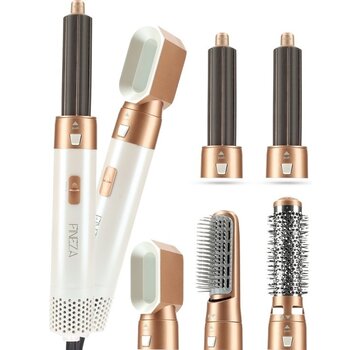 Fineza Brosse coiffante 5 en 1 - Fineza - Multistyler - Airstyler - 4 Embouts - Blanc/Or Rose