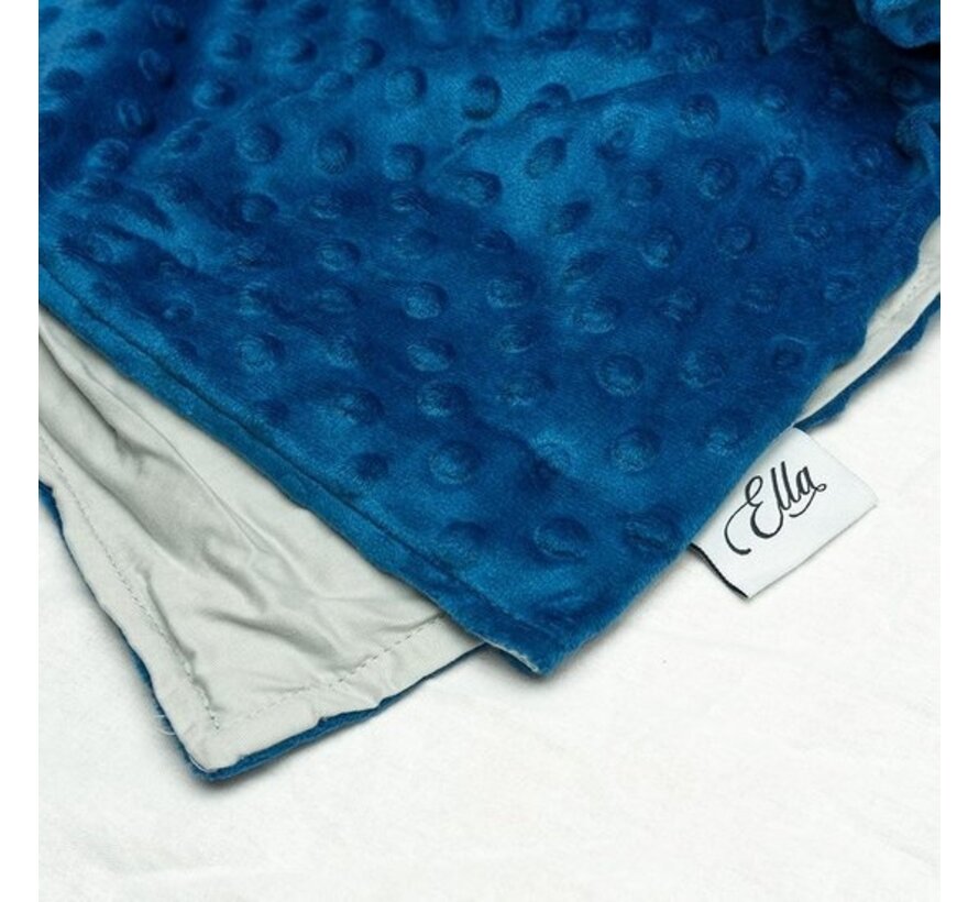Housse pour la couverture d'aggravation d'Ella | Pour la variante de 2,4kg 90x120cm | Coton bio et tissu minky | Bleu et gris