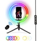 Nikkei RLIGHTXMINI Lampe annulaire avec trépied Smartphone - Lampe annulaire - 10 pouces - 99+ couleurs et effets RVB - Télécommande - Lampe TikTok Selfie