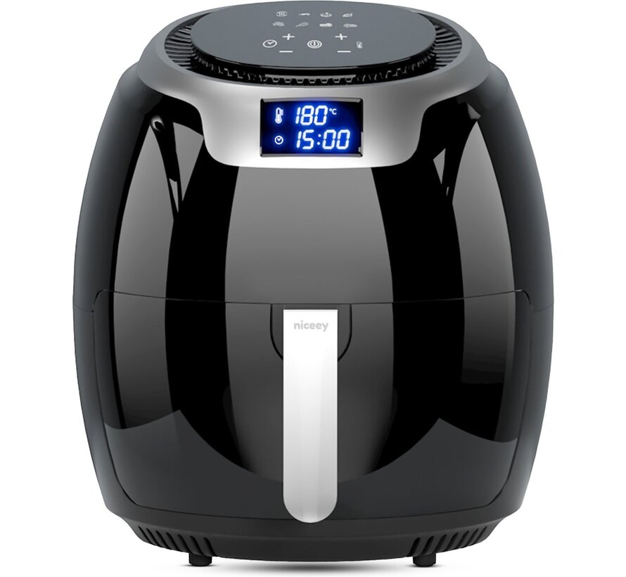 Niceey Airfryer XXL - Friteuse à air chaud - 1800W - 8.0L - Livre de recettes inclus - Noir