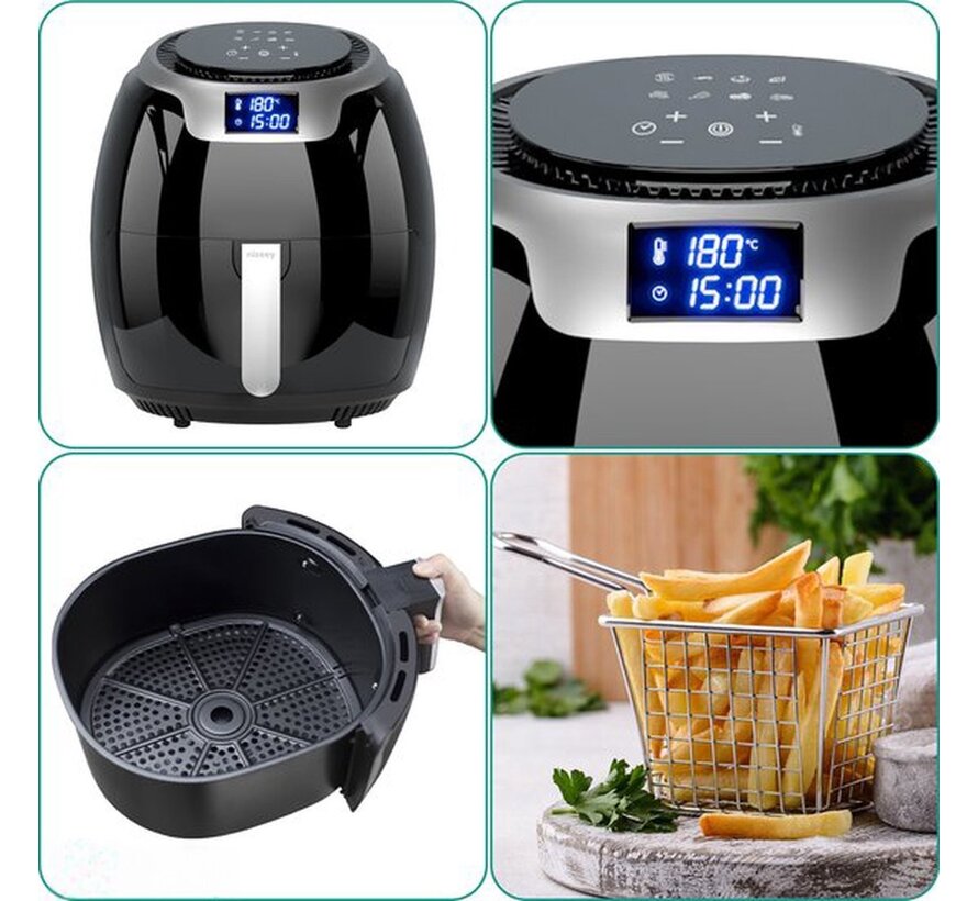 Niceey Airfryer XXL - Friteuse à air chaud - 1800W - 8.0L - Livre de recettes inclus - Noir