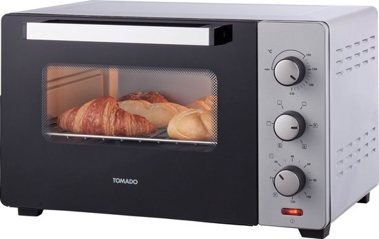 Tomado TEO3000S - Four Posable 30 Litres - 1600W - Air Chaud - 3 Niveaux d'Encastrement - Argent