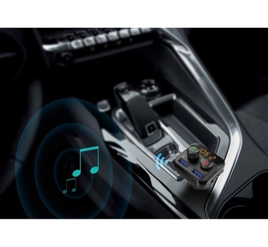 Transmetteur FM - Bluetooth Led display USB + TF Support Dual Usb 3.4A Bluetooth Car FM Transmitter