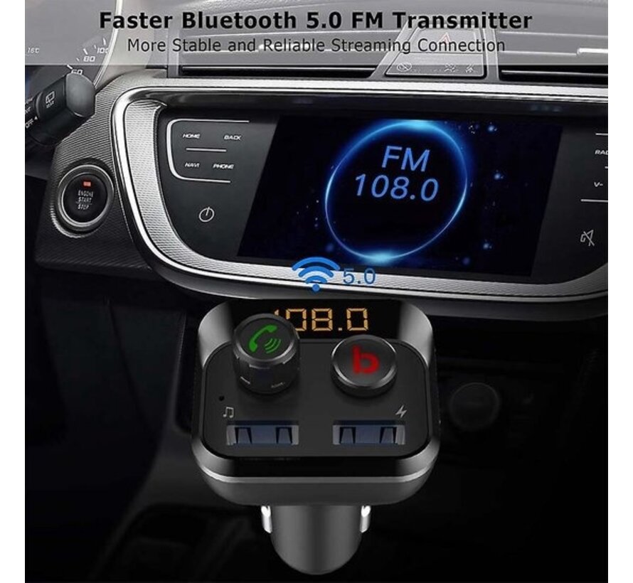 Transmetteur FM - Bluetooth Led display USB + TF Support Dual Usb 3.4A Bluetooth Car FM Transmitter