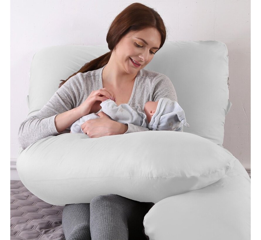 Litollo® Coussin de maternité XXL - Coussin d'allaitement - Coussin de corps - 280cm - Housse amovible - Blanc