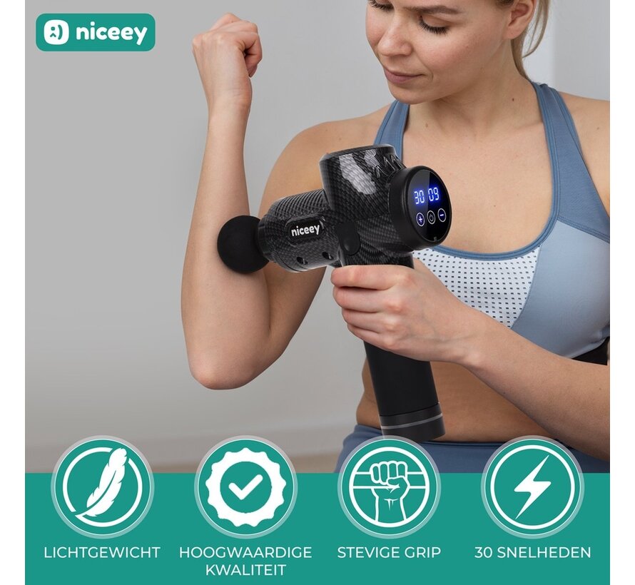 Pistolet de massage professionnel - Niceey - Sans fil - Noir